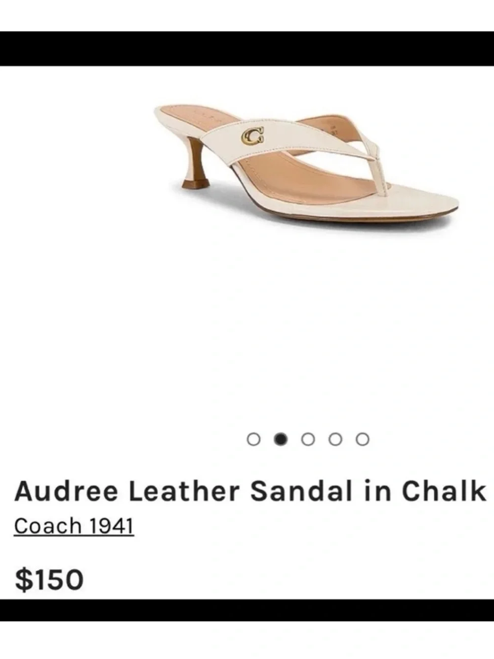 NIB COACH Audree LTR Sandal aside 9.5B Color is Chalk (CHK) Kitten Heel